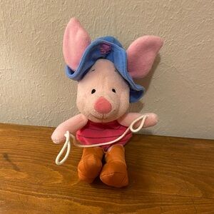 Vintage Disney Winnie The Pooh Piglet Small Beanie Plush Cowboy Stuffed Animal